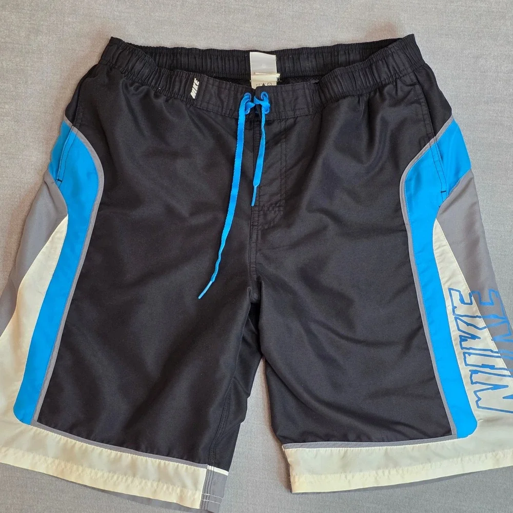 Lot of 2 Men's Board Shorts Swim Trunks Medium Nike ZeroXposur Black Blue Surf